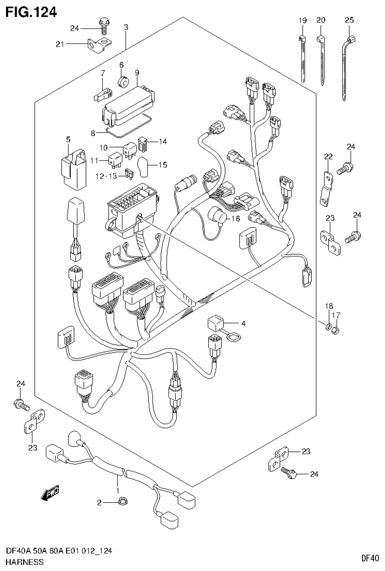 Suzuki DF40AST, DF50A, DF50ATH HARNESS (DF40AQH E1) parts diagram